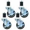 Bk Resources 4-inch Polyurethane Stem Casters, Top Lock Brake, 300lb Capacity, 4PK 4SBR-RA-PLY-PS4